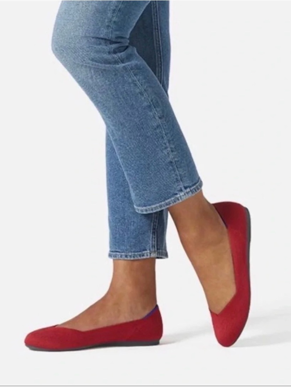 Rothy's Red Knit Ballet Flats Round Toe Slip On